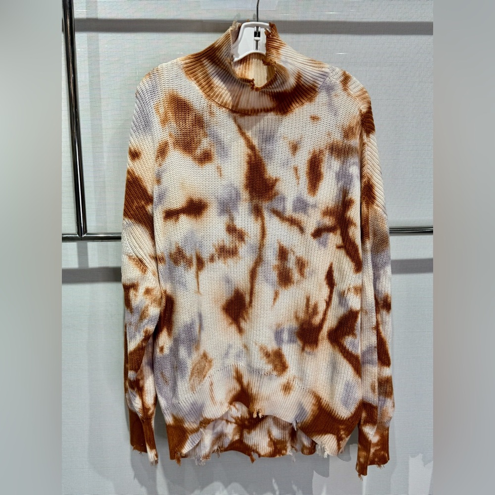 Brand new Never been worn YFB  sweater in tie dye of cognac/lavender/cream